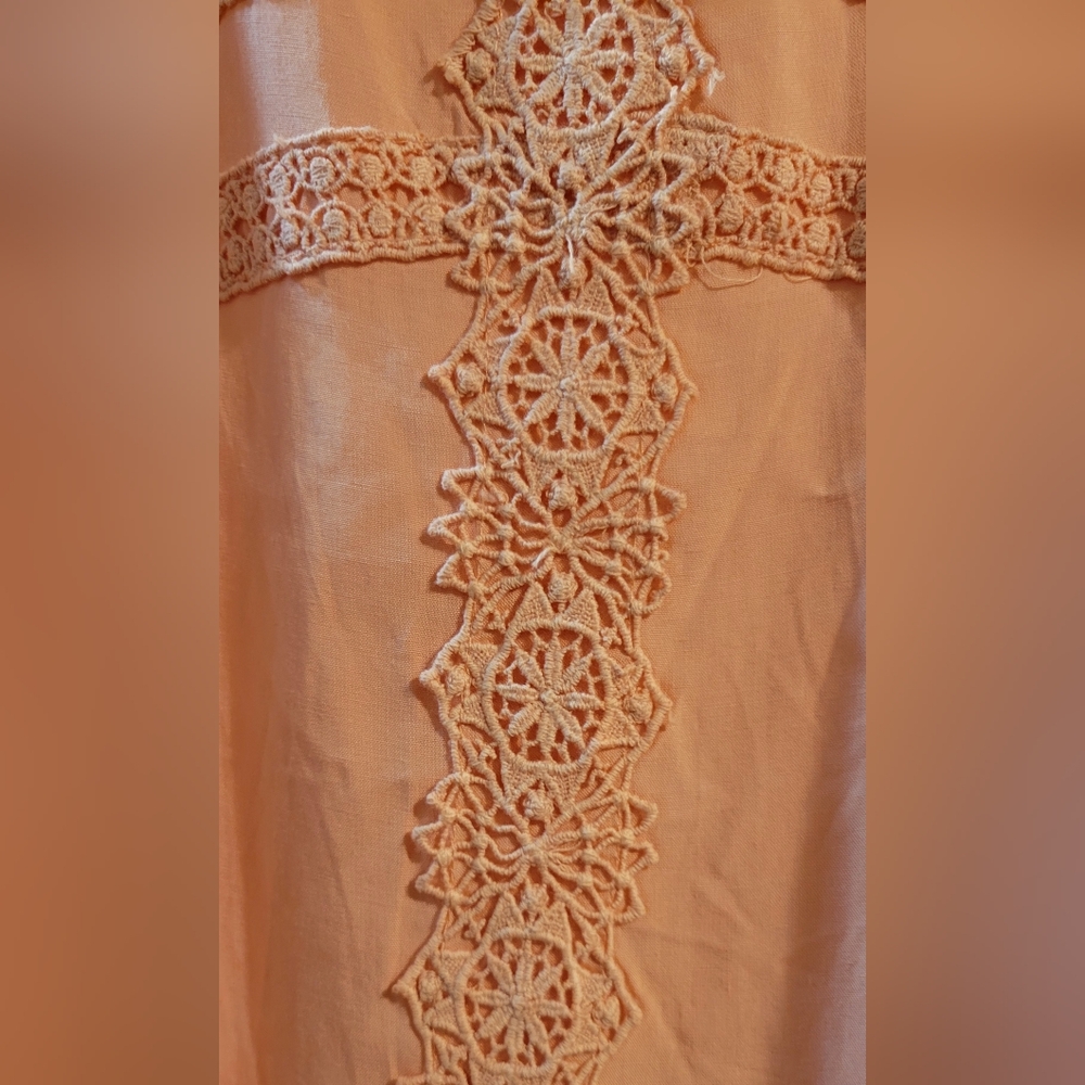 NWT Women's M Elegant Peach Lace Trim Dress - Picture 4 of 6